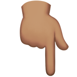 Backhand Index Pointing Down: Medium Skin Tone on Apple iOS 13.3