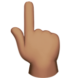 Backhand Index Pointing Up: Medium Skin Tone on Apple iOS 13.3