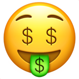 Money-Mouth Face on Apple iOS 13.3