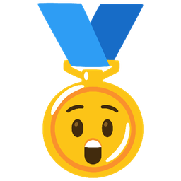 1st place medal and astonished face