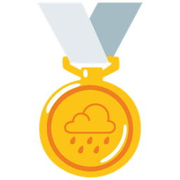 1st place medal and cloud with rain
