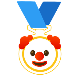 1st place medal and clown face