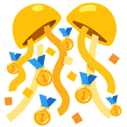 1st place medal and confetti ball