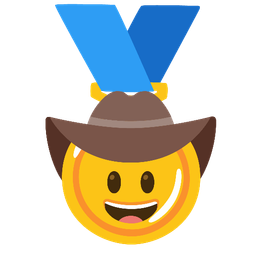 1st place medal and cowboy hat face