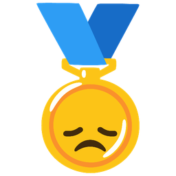 1st place medal and disappointed face