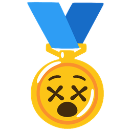 1st place medal and face with crossed-out eyes