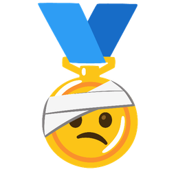 1st place medal and face with head-bandage