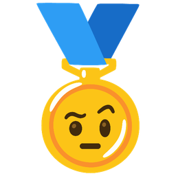 1st place medal and face with raised eyebrow