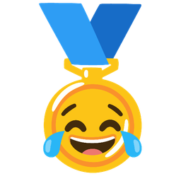 1st place medal and Face with tears of joy