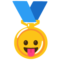 1st place medal and Face with tongue