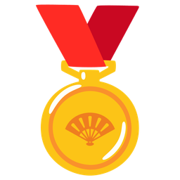 1st place medal and folding hand fan