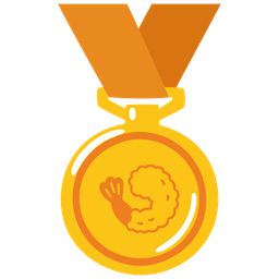 1st place medal and fried shrimp