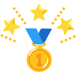 1st place medal and glowing star