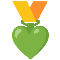 1st place medal and green heart