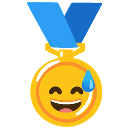 1st place medal and Grinning face with sweat