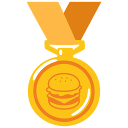 1st place medal and hamburger