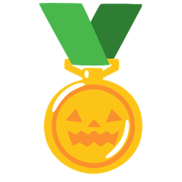 1st place medal and jack-o-lantern