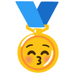 1st place medal and Kissing face with closed eyes