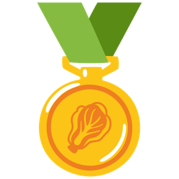 1st place medal and leafy green