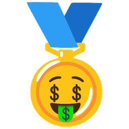 1st place medal and Money-mouth face