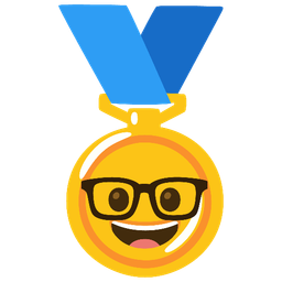 1st place medal and nerd face