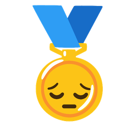 1st place medal and pensive face