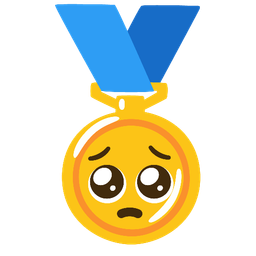 1st place medal and pleading face