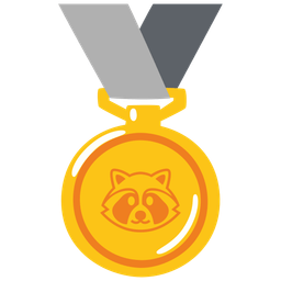1st place medal and raccoon