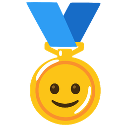 1st place medal and Slightly smiling face