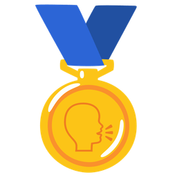 1st place medal and speaking head