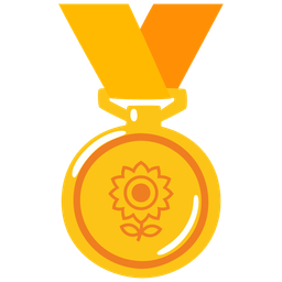 1st place medal and sunflower