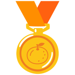 1st place medal and tangerine