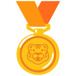 1st place medal and tiger face
