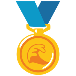 1st place medal and water wave