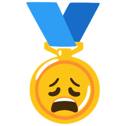 1st place medal and weary face