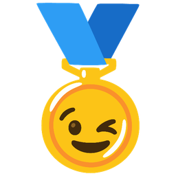 1st place medal and Winking face