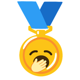 1st place medal and yawning face