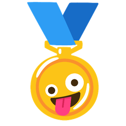 1st place medal and Zany face