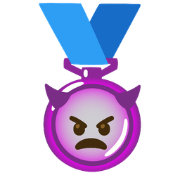 2nd place medal and angry face with horns