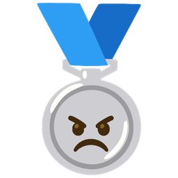 2nd place medal and angry face