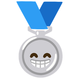 2nd place medal and Beaming face with smiling eyes