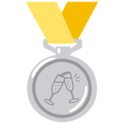 2nd place medal and clinking glasses