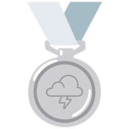 2nd place medal and cloud with lightning