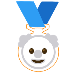 2nd place medal and clown face