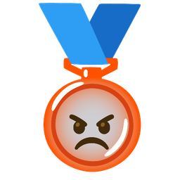 2nd place medal and enraged face