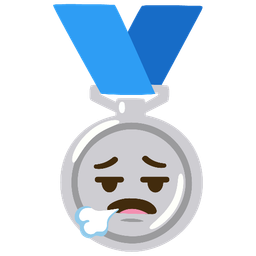 2nd place medal and face exhaling