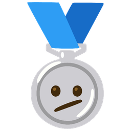 2nd place medal and face with diagonal mouth