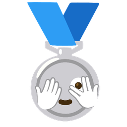 2nd place medal and face with peeking eye