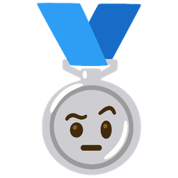 2nd place medal and face with raised eyebrow