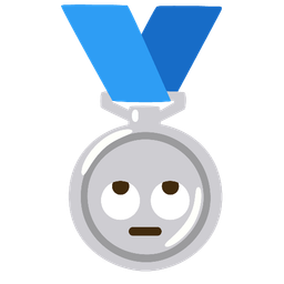 2nd place medal and face with rolling eyes